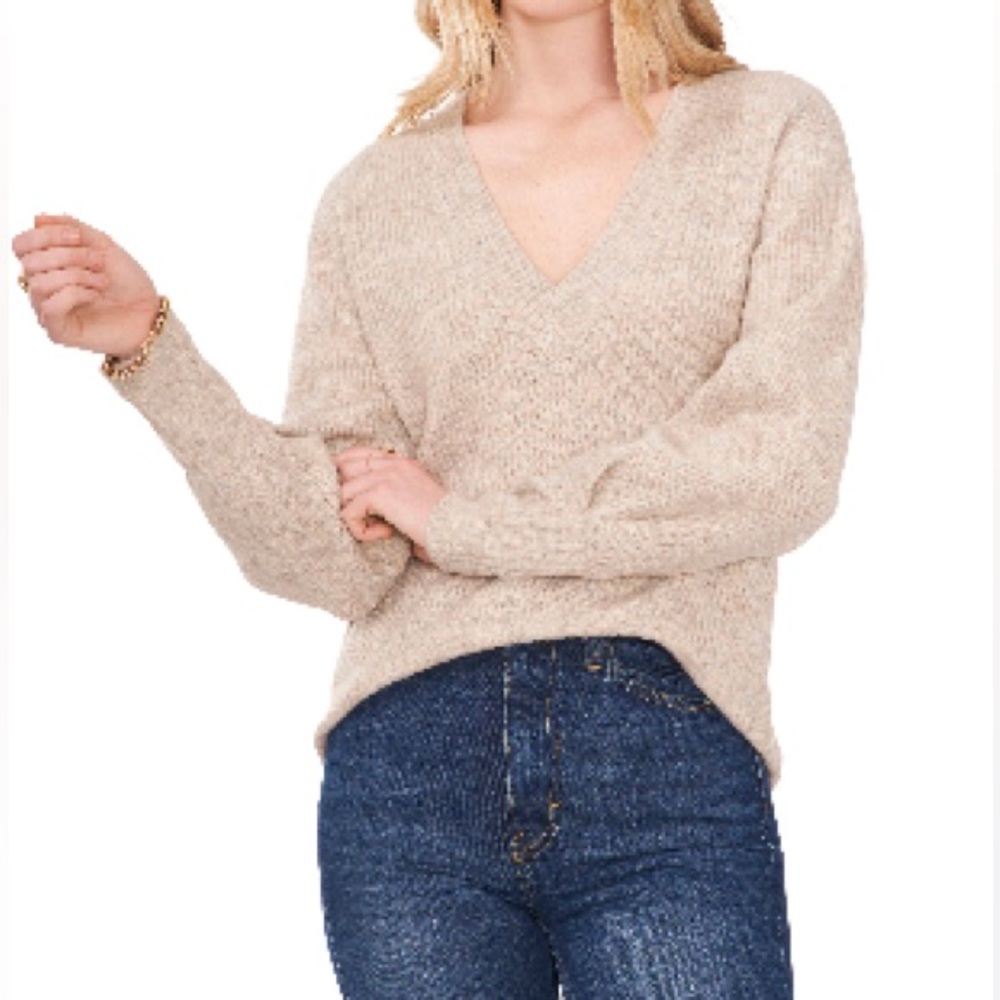 1.State V-Neck Sweater - Large in Oatmeal
